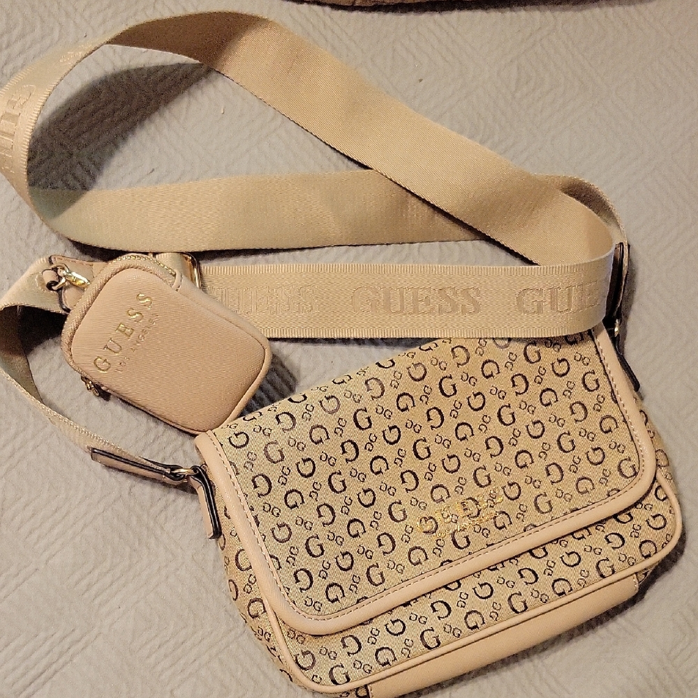 GUESS Tan Logo Crossbody Bag NEW